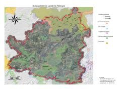 Karte des Landkreises Tübingen mit den sich überlagernden Schutzgebietstypen.